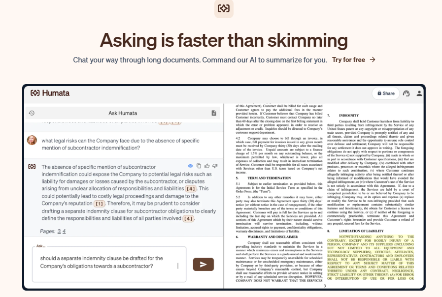 Humata AI - Chat Your way through long documents